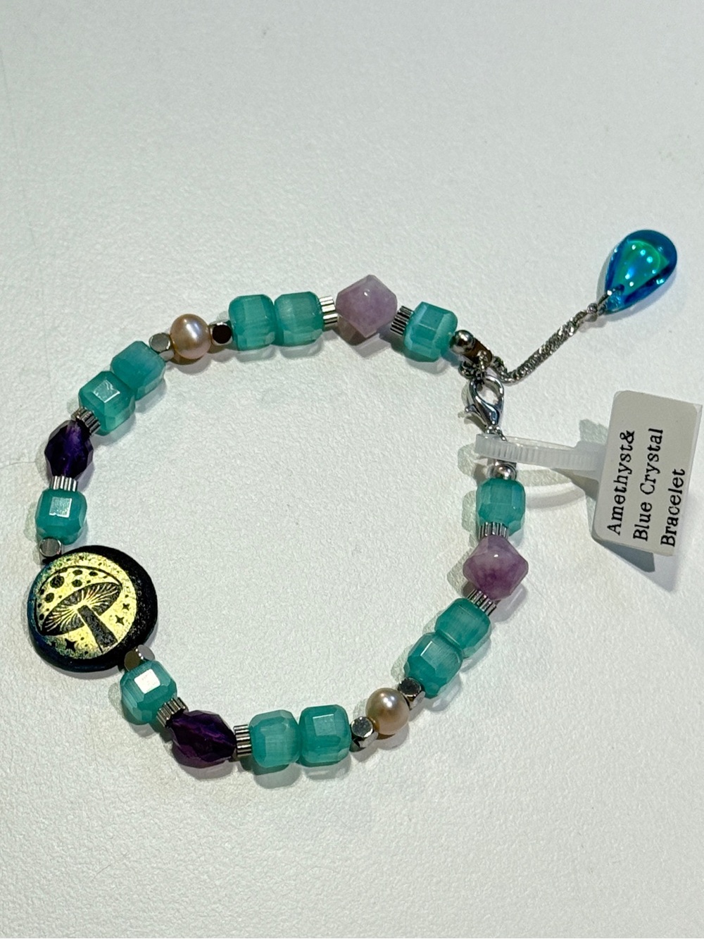 Amethyst & Blue Crystal Beaded Bracelet
